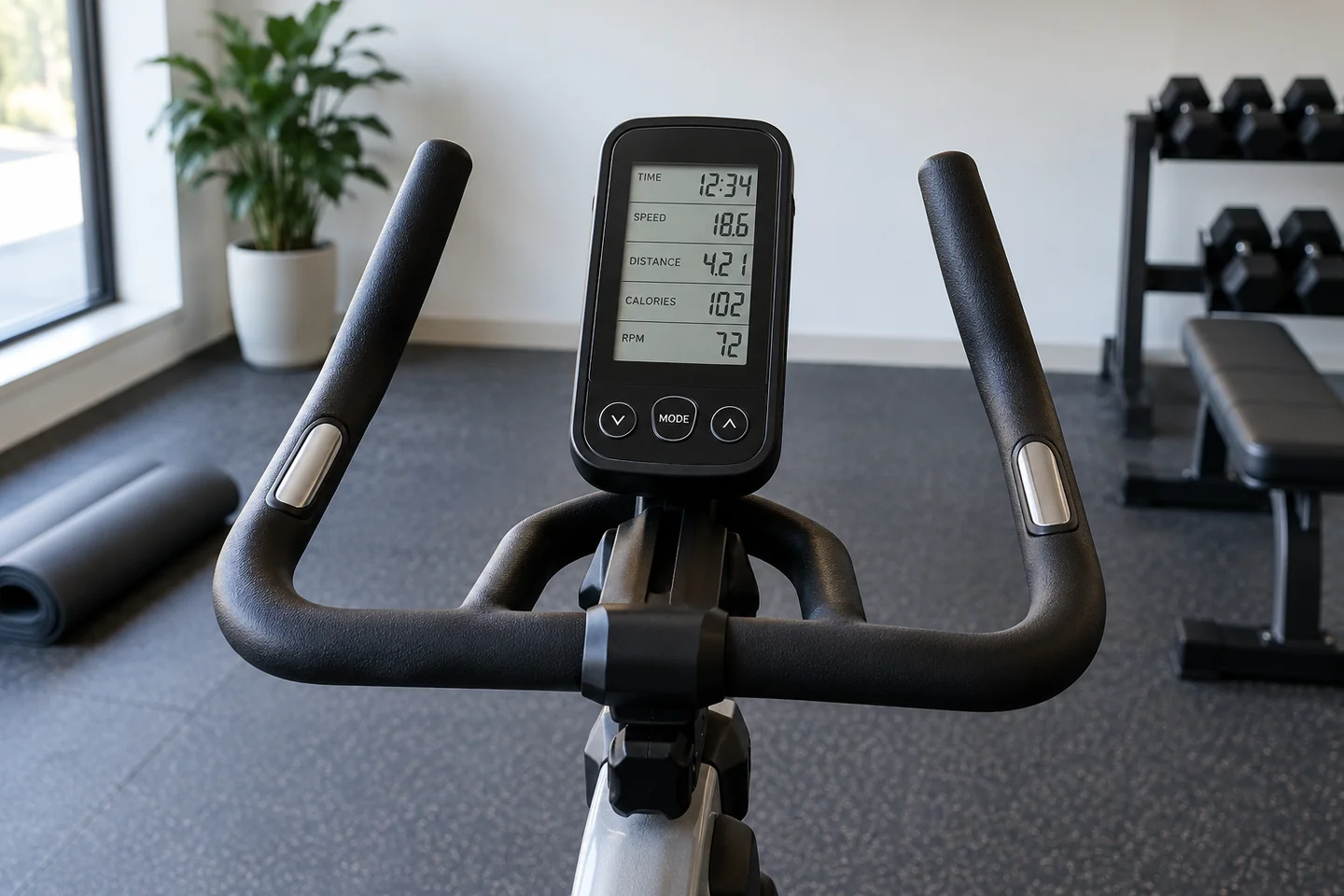 stationary bike console gym.