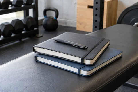 two closed training notebooks and pen.