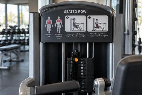 strength machine instruction panel.